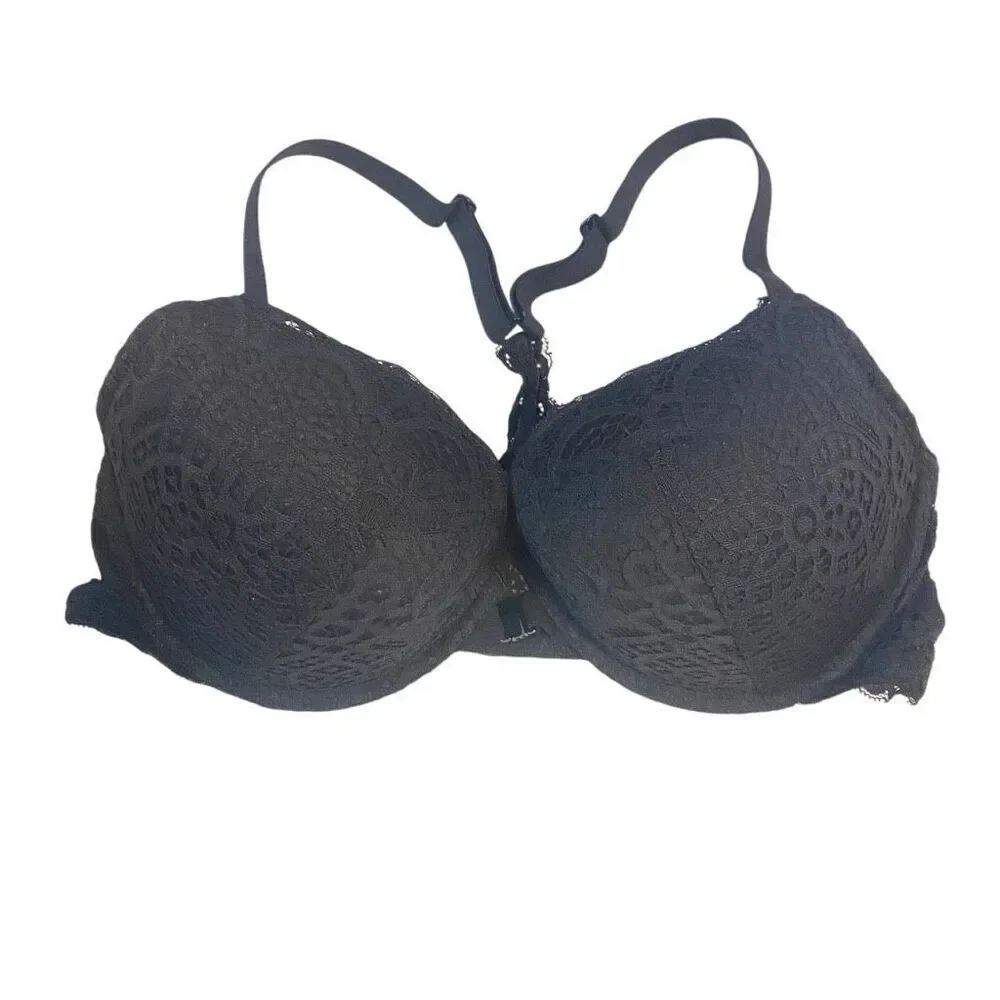Auden NWT black size 40C the Radiant plunge cover push up bra black lace